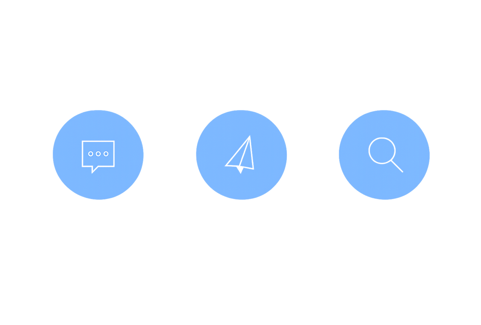Blue Massaging, Email, and Search icons